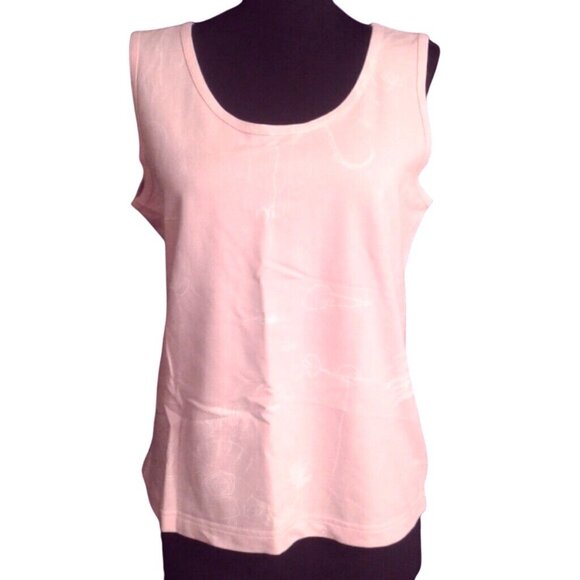 Spa By Chicos Size 0 Small 4 Tank Top Pink Cotton Sleeveless Subtle Animal Print - Picture 1 of 8